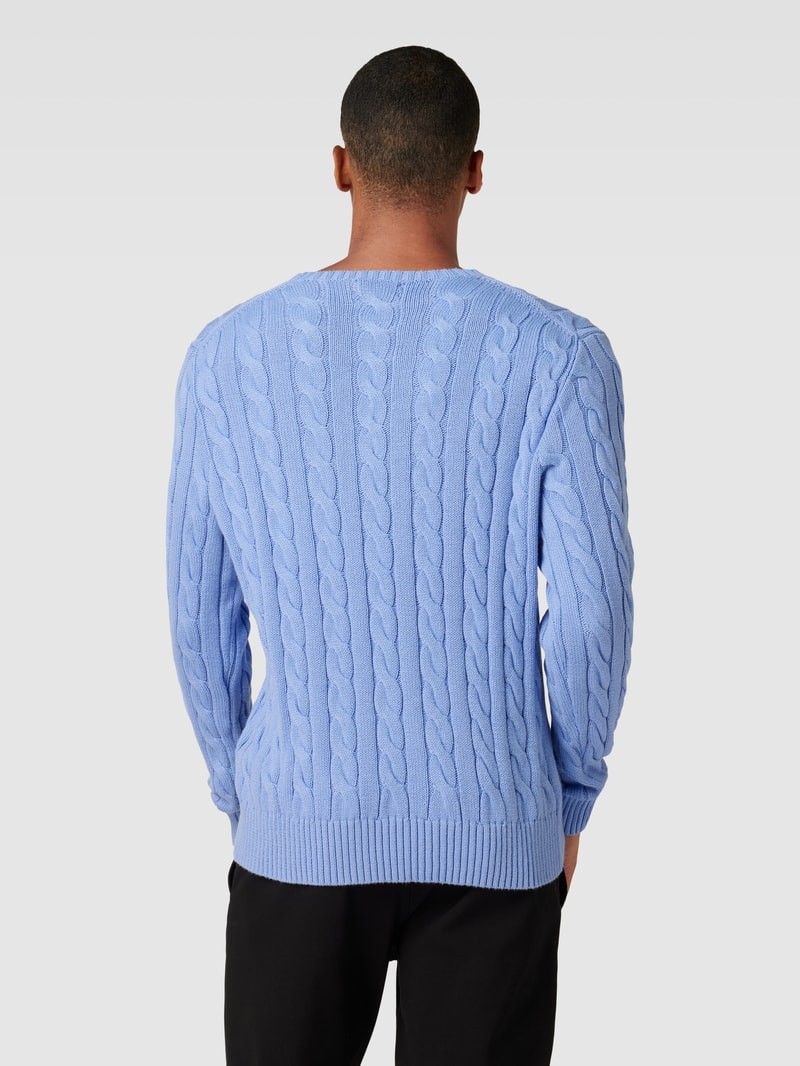 Strickpullover mit Zopfmuster Modell 'Driver' in ozean blau