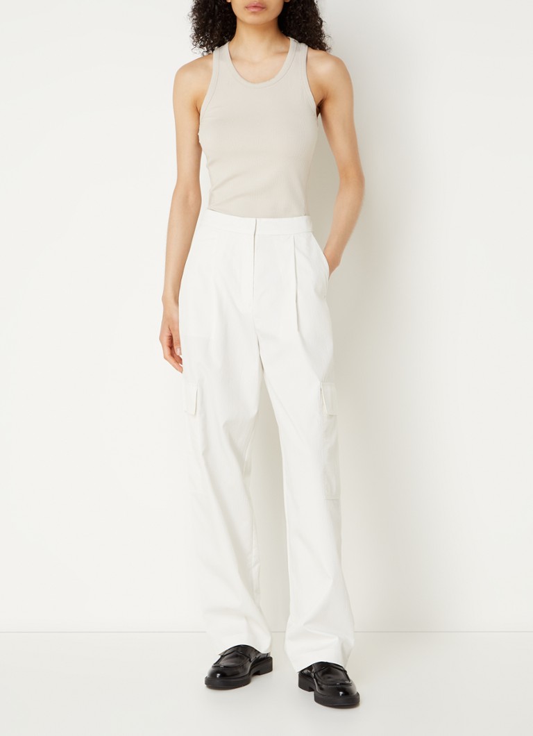 Pantaloni cargo a vita alta e gamba dritta di Calvin Klein con texture