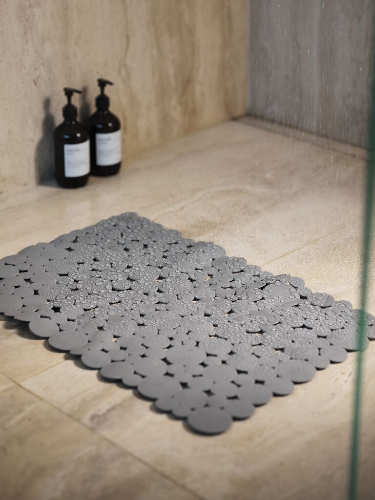 DELARY enkel baderomsteppe DELARY 45x65cm grå gummi