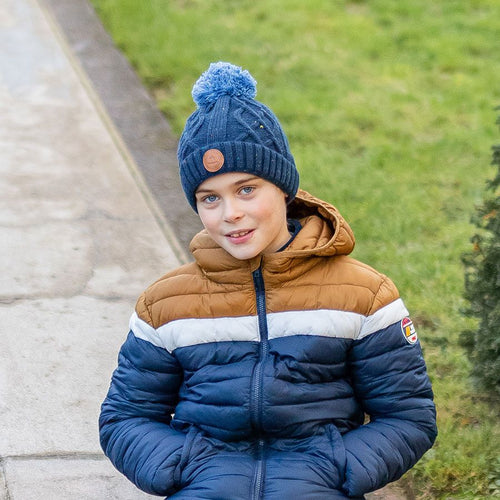 Navy Apple Juice Beanie - Navy Blue Fleece