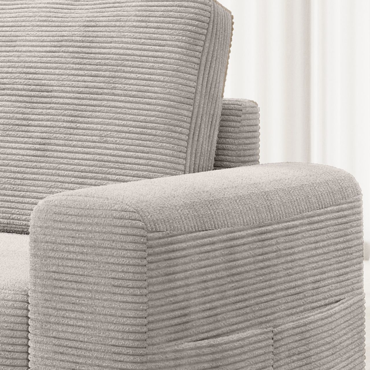 Möbel Punkt Ecksofa SAIGON Cord Lichtgrau mit Bettfunktion und Bettkasten Bett Sofa Schlafsofa Ottomane links
