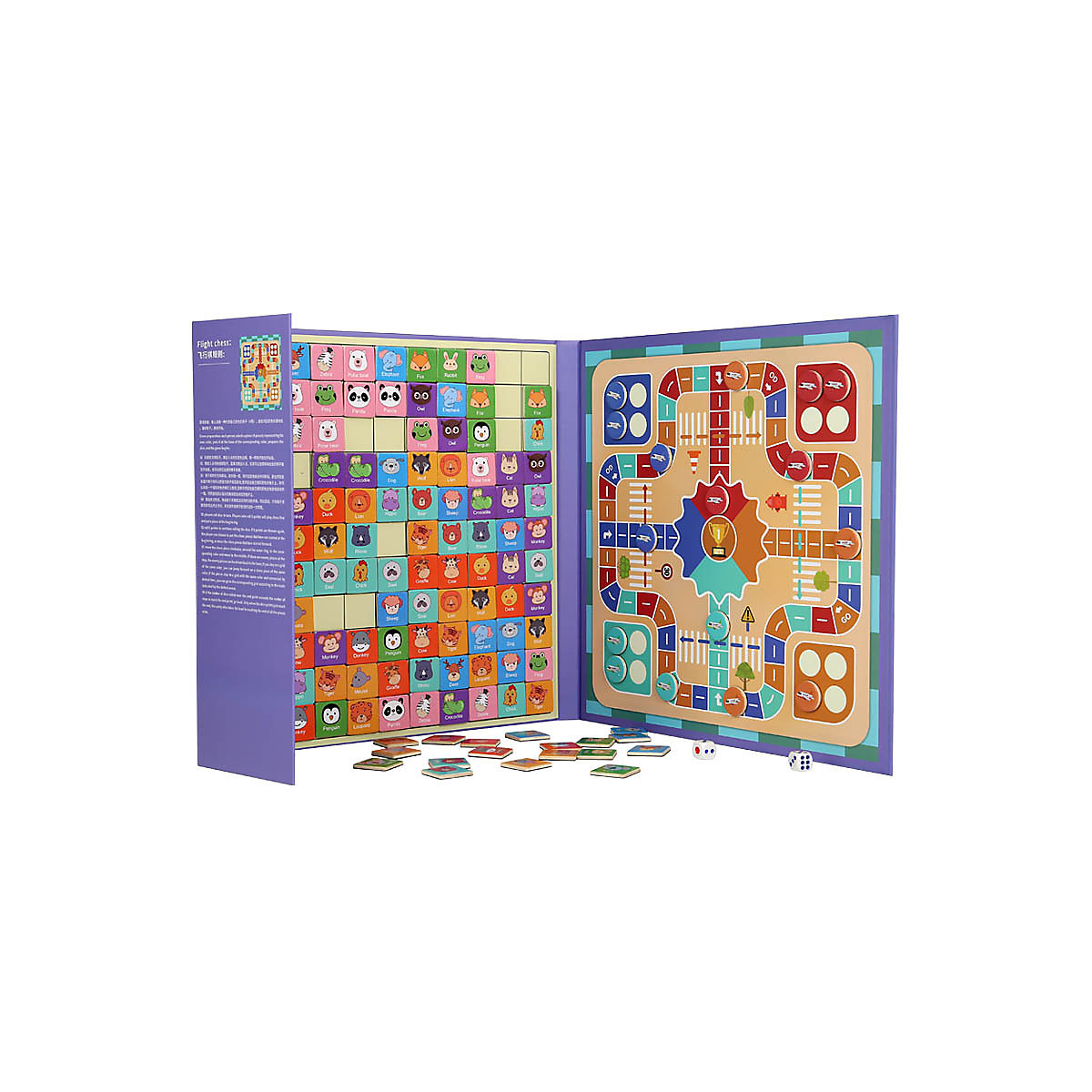 Kinderspielzeug aus Holz für die frühe Bildung 2-in-1-magnetisches Match-Match-Fliegen-Schachspiel