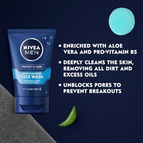 NIVEA Men Protect & Care osvežilni gel za umivanje obraza 100 ml