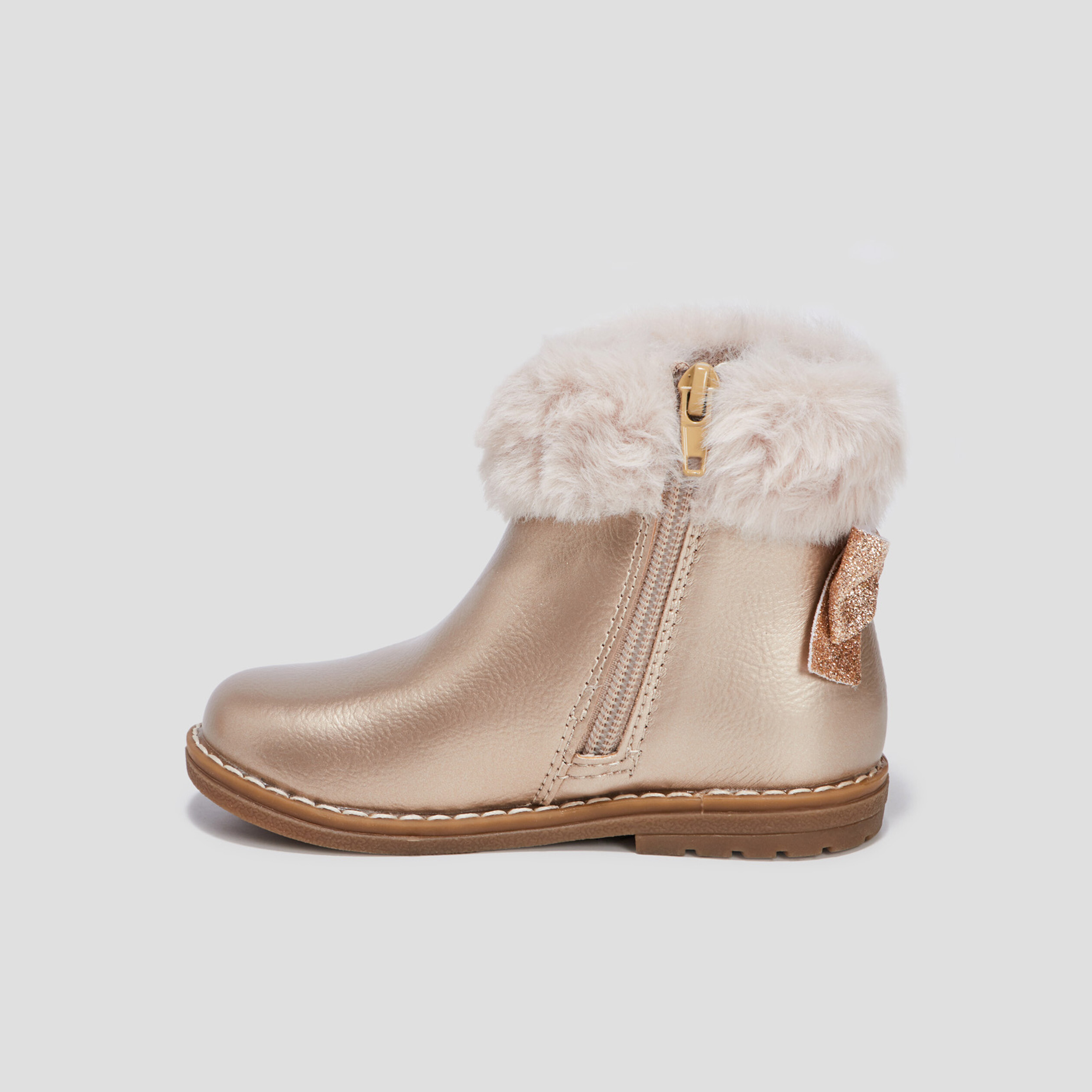 Bottines métallisées à noeuds jaune or fille | La Halle