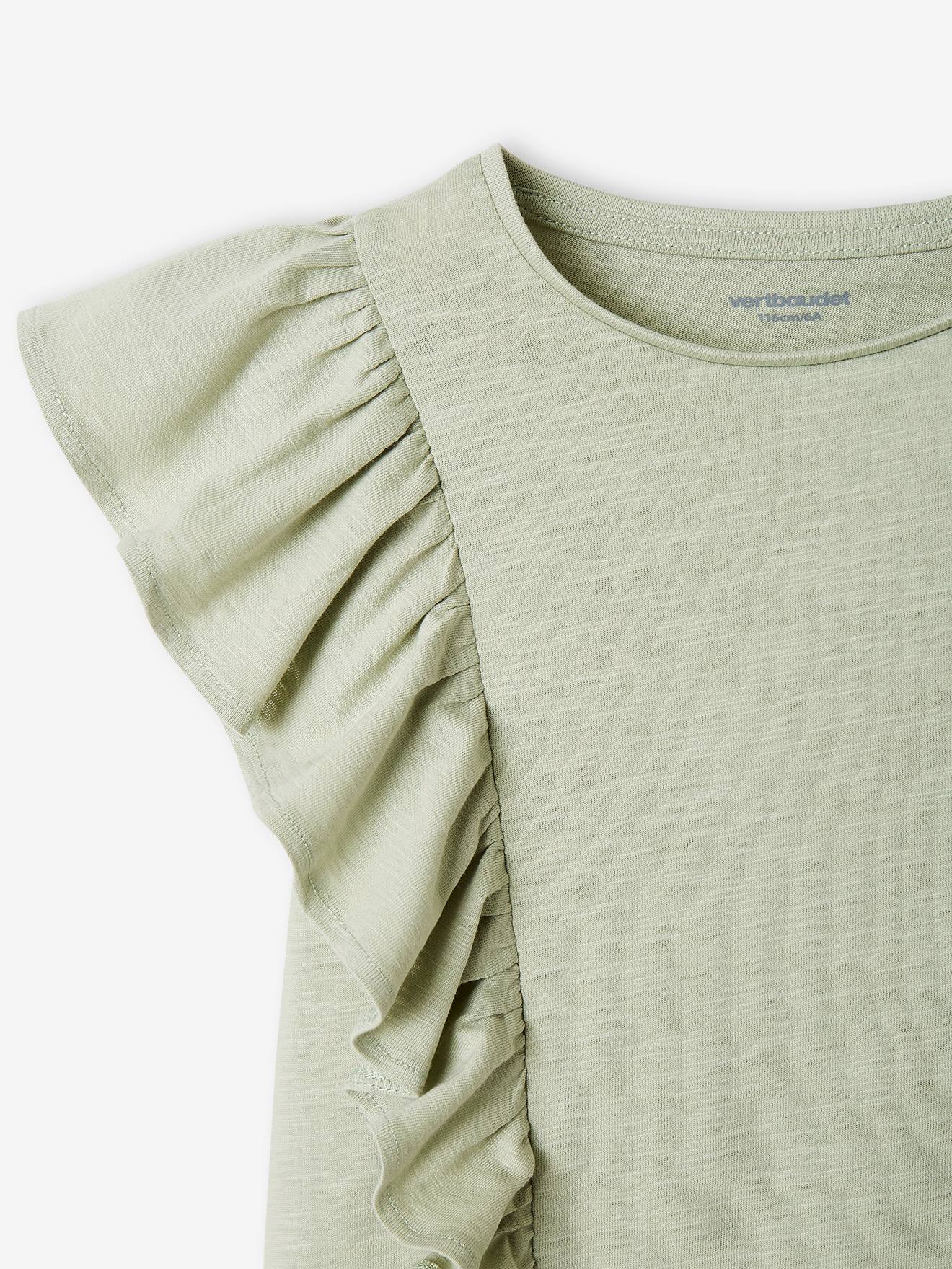 T-shirt à volants fille pêche