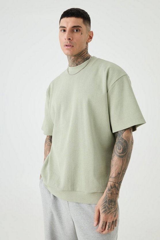 Tall kurzärmliges geripptes Oversize Sweatshirt