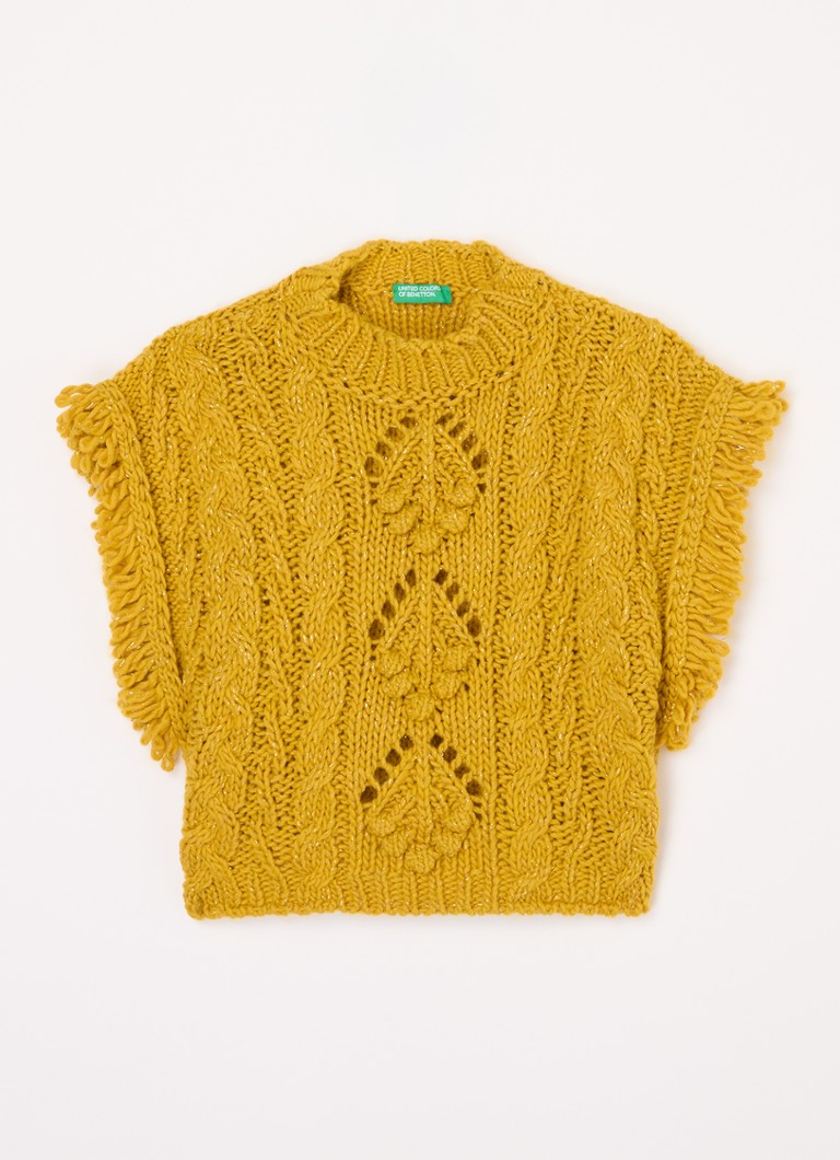 Benetton Cable-knit cape in wool blend