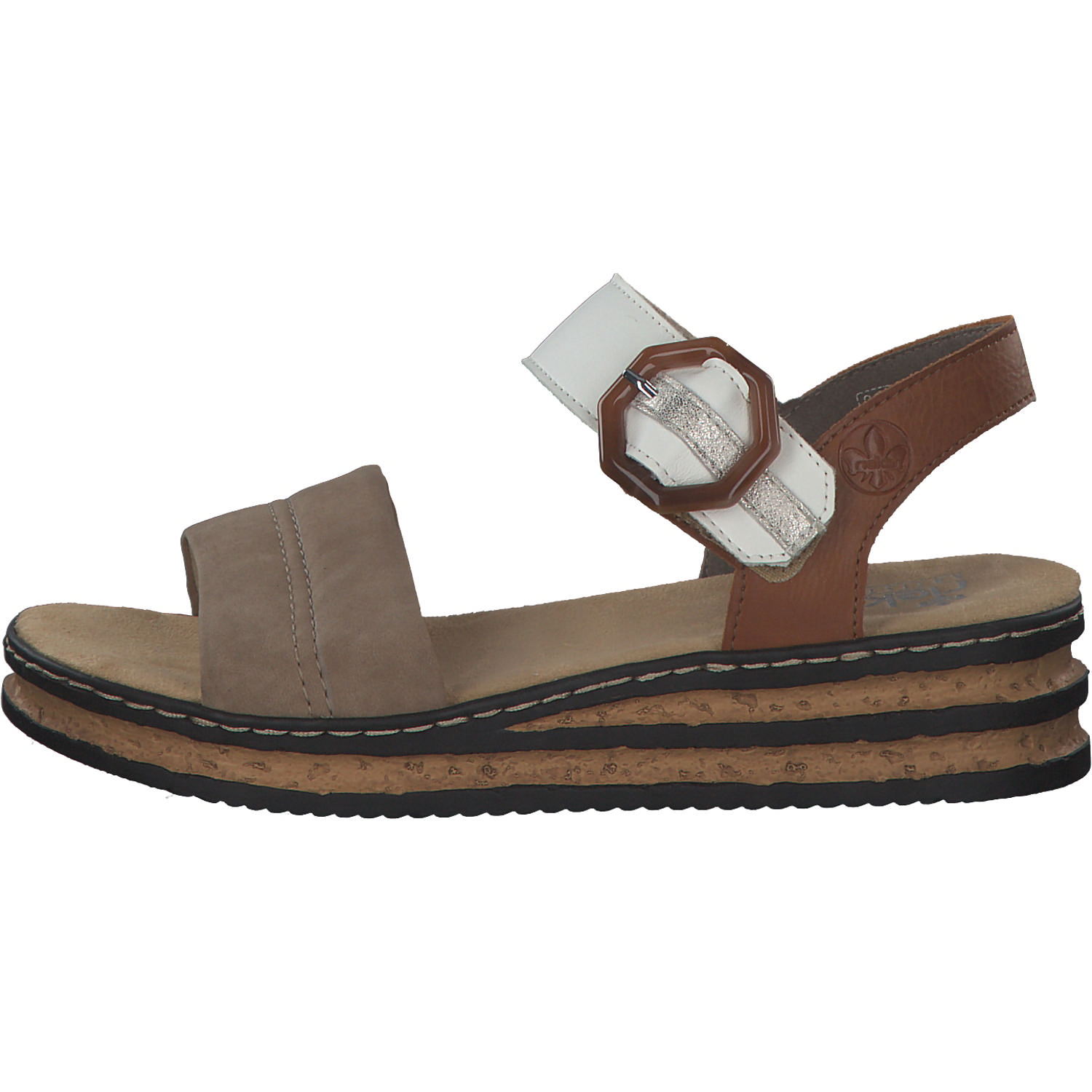 Rieker 62964, Plateau-Sandaletten, Damen, camel/offwhite/beige-gold/caye