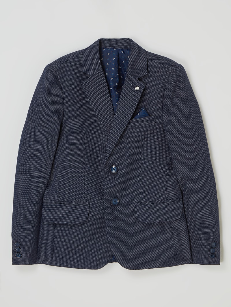 Slim Fit 2-Knopf-Sakko mit Viskose-Anteil in marineblau