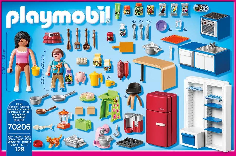 Playmobil® Konstruktions-Spielset Familienküche (70206), Dollhouse, (129 St), Made in Germany