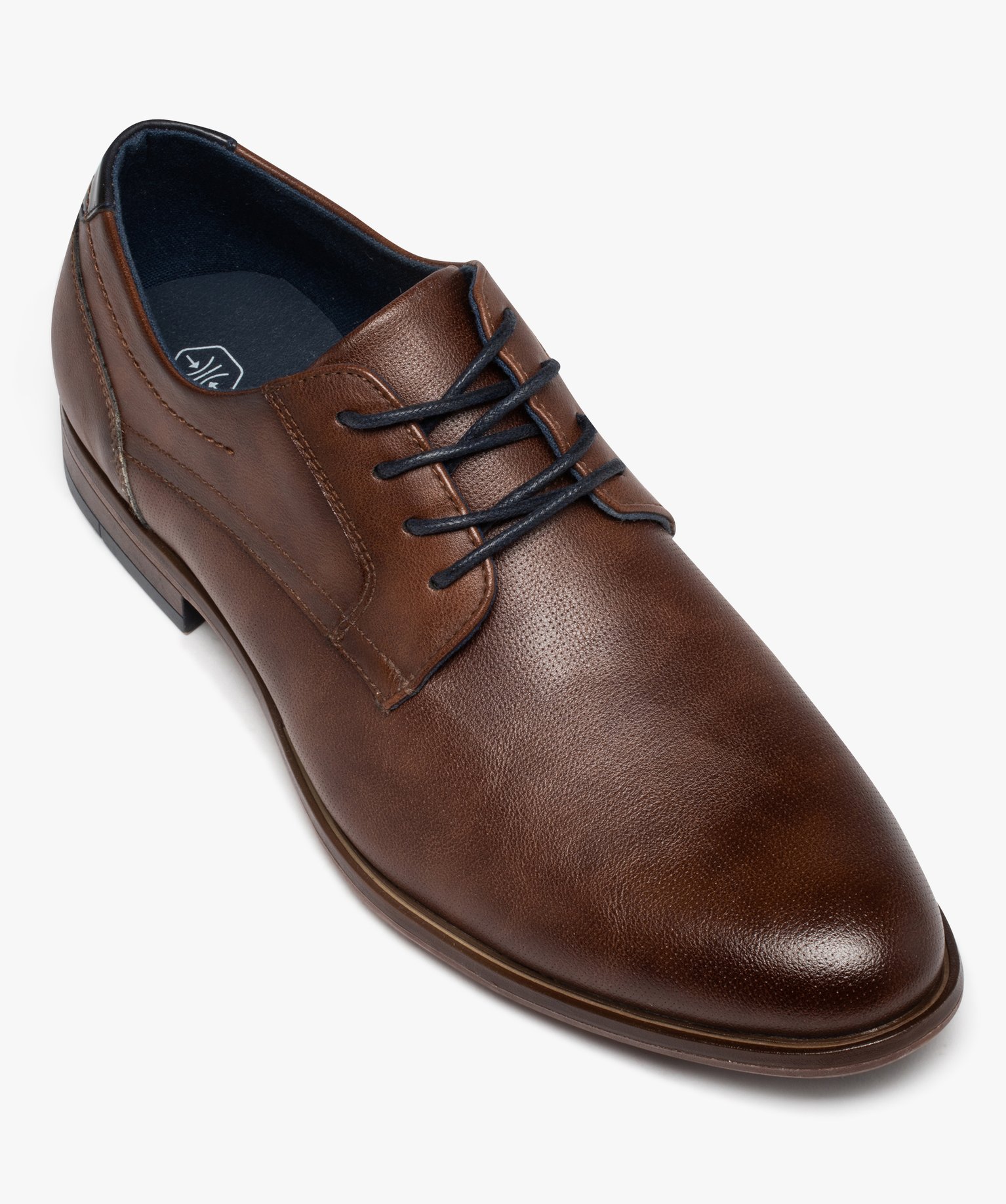 Derbies homme dessus grainé uni à lacets colorés marron | GEMO