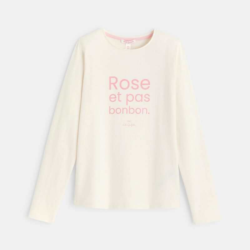 T-shirt à message Lili Gaufrette blanc fille