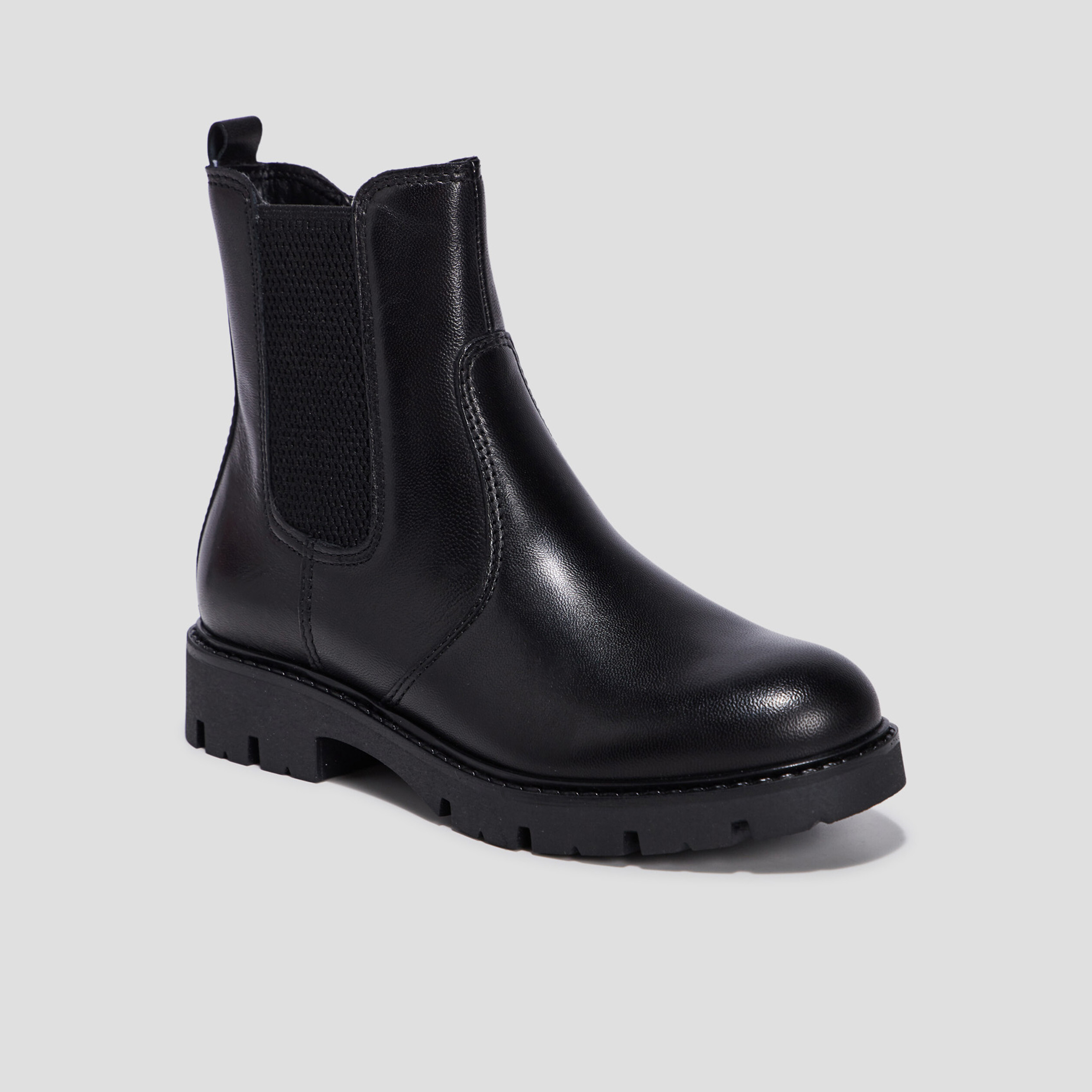 Bottines crantées en cuir noir fille | La Halle