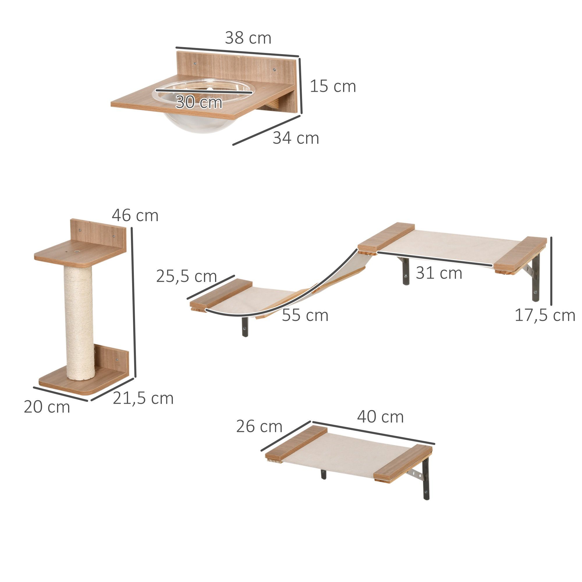 PawHut Katzen-Kletterwand Katzenkletterwand, BxTxH: 38x34x15 cm