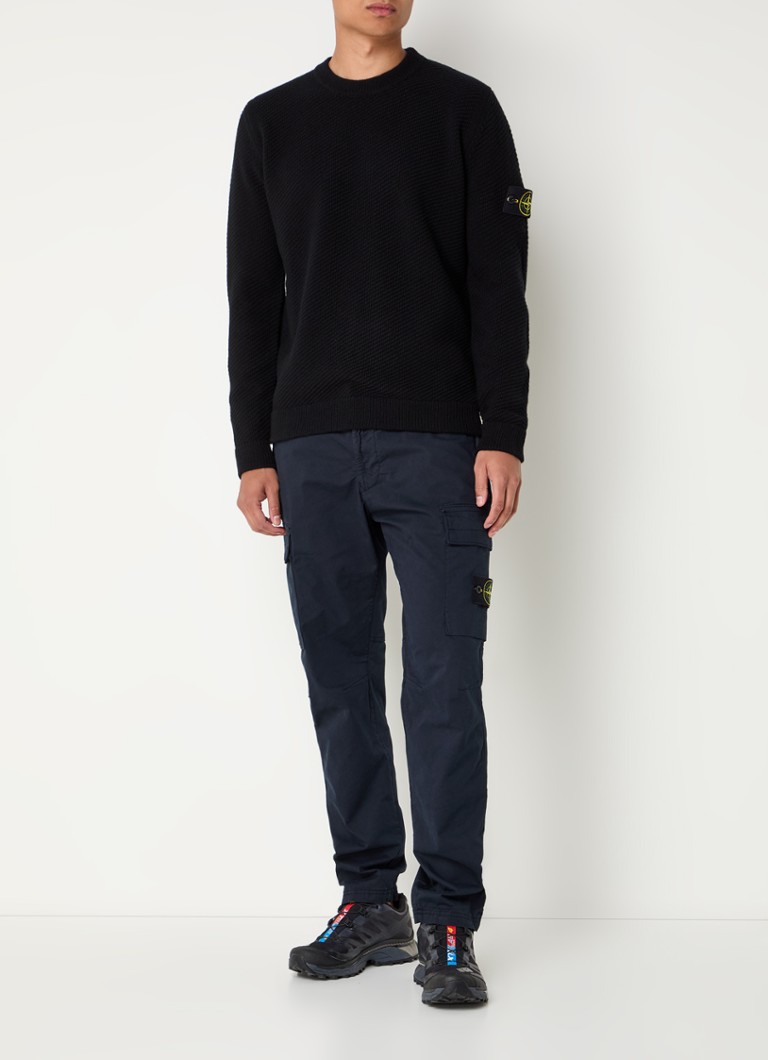 Πουλόβερ Stone Island 531B6 από χοντρό πλεκτό μαλλί με λογότυπο