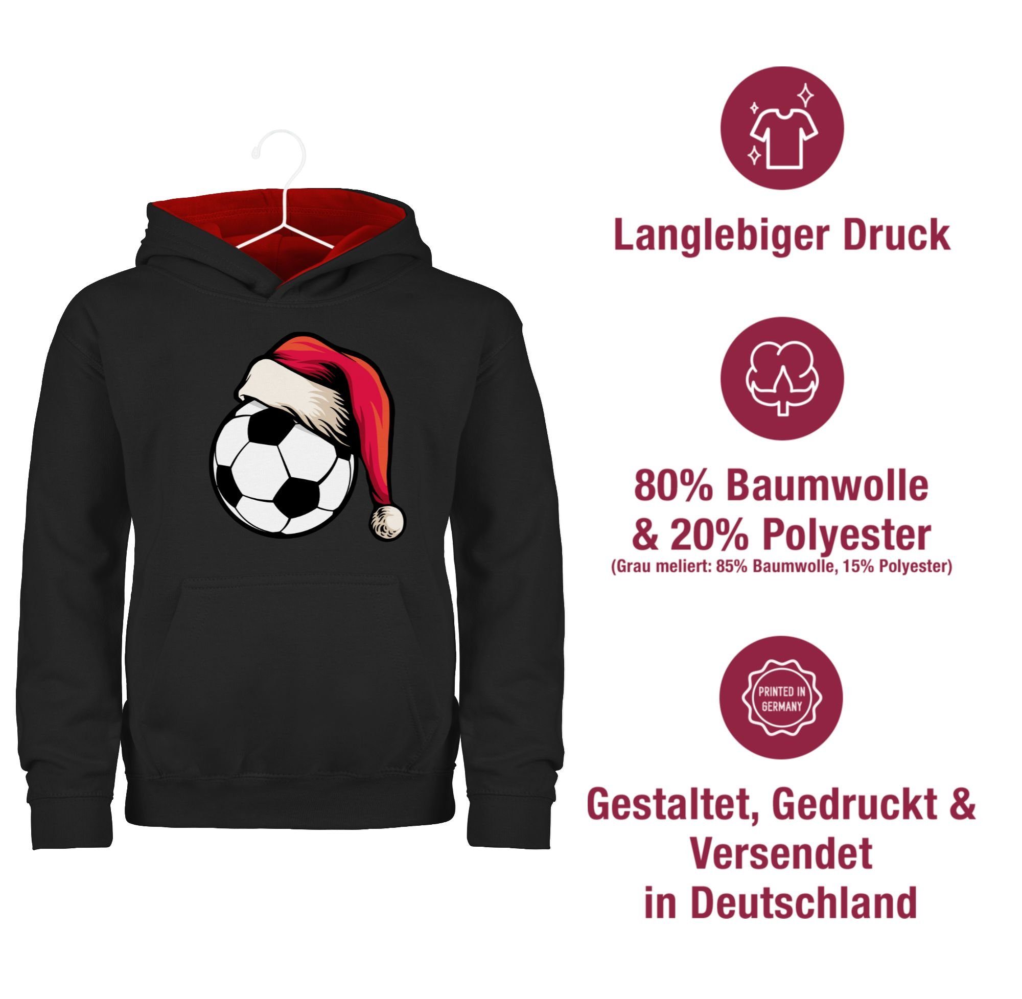 Shirtracer Hoodie Fußball mit Weihnachtsmütze Weihnachten Kleidung Kinder