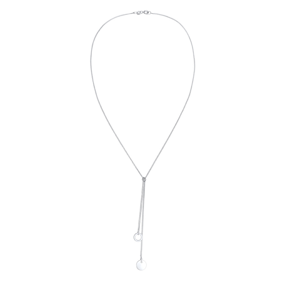 Elli Elli Collier Collier en Y pour dames plaque circulaire Geo Trend Boho en argent 9 Bijoux
