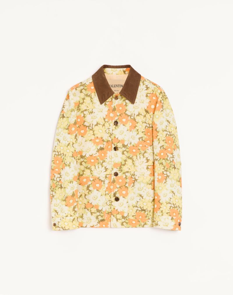 Valentino bomuldsskjortejakke med blomsterprint i papir