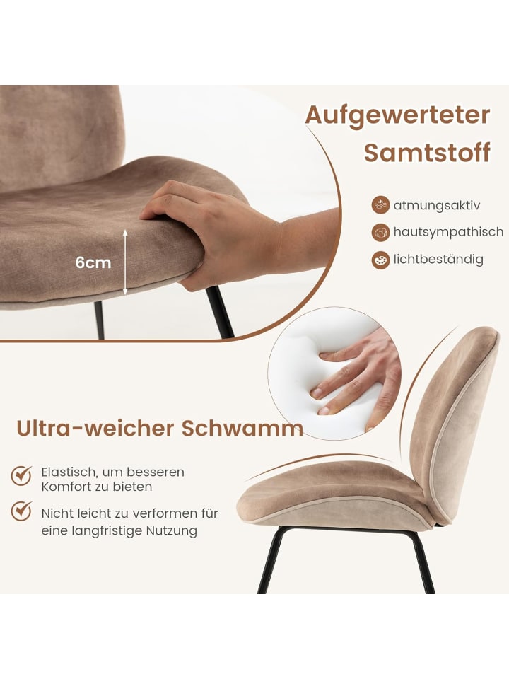 COSTWAY 2er Set Esszimmerstühle in Hellbraun günstig kaufen onesize