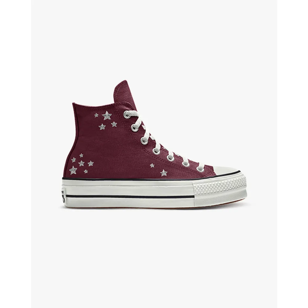 Converse Custom Chuck Taylor All Star Lift Platform Embroidery By You A03766CHO23_DEEPBORDEAUX_STARS_G / rot