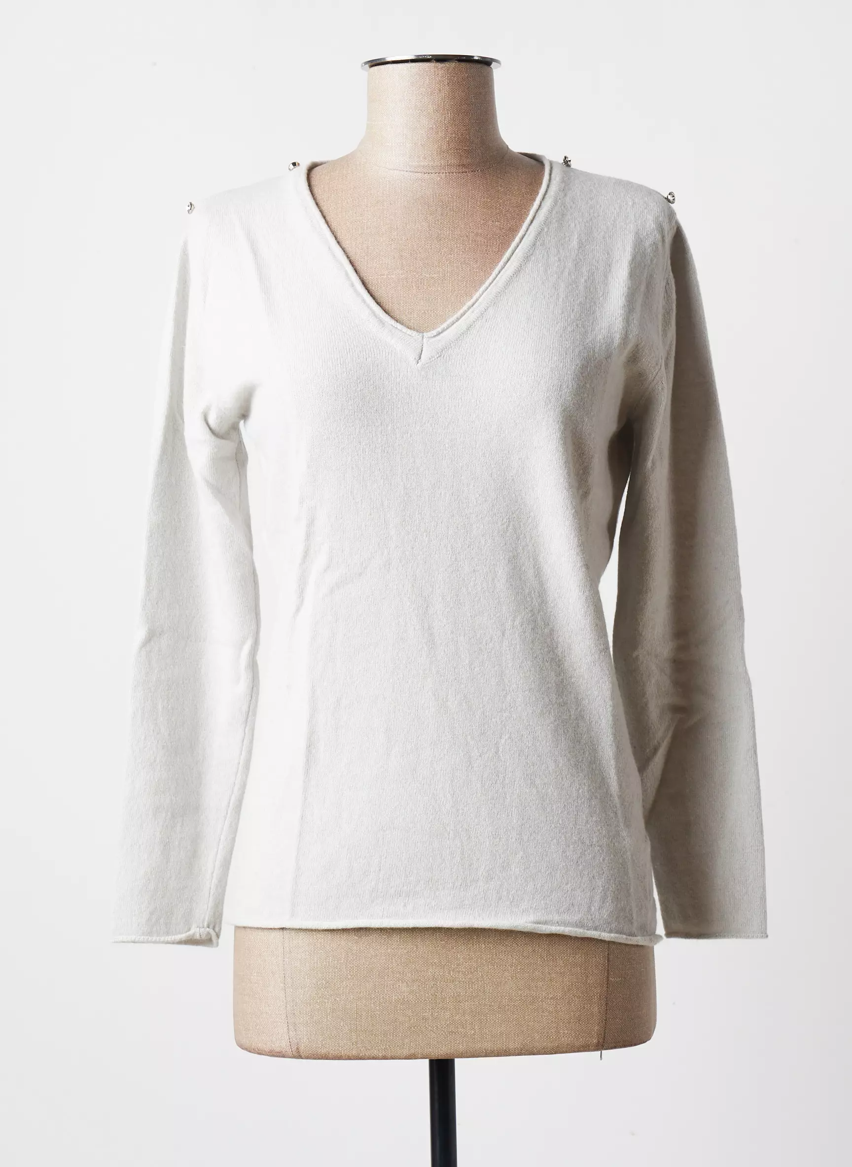 Blanc Boheme Pulls Femme couleur gris