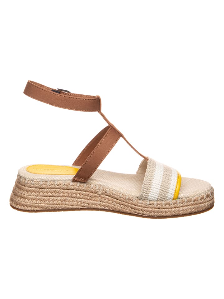 Tommy Hilfiger Shoes Leder-Keilsandaletten in Hellbraun günstig kaufen 39