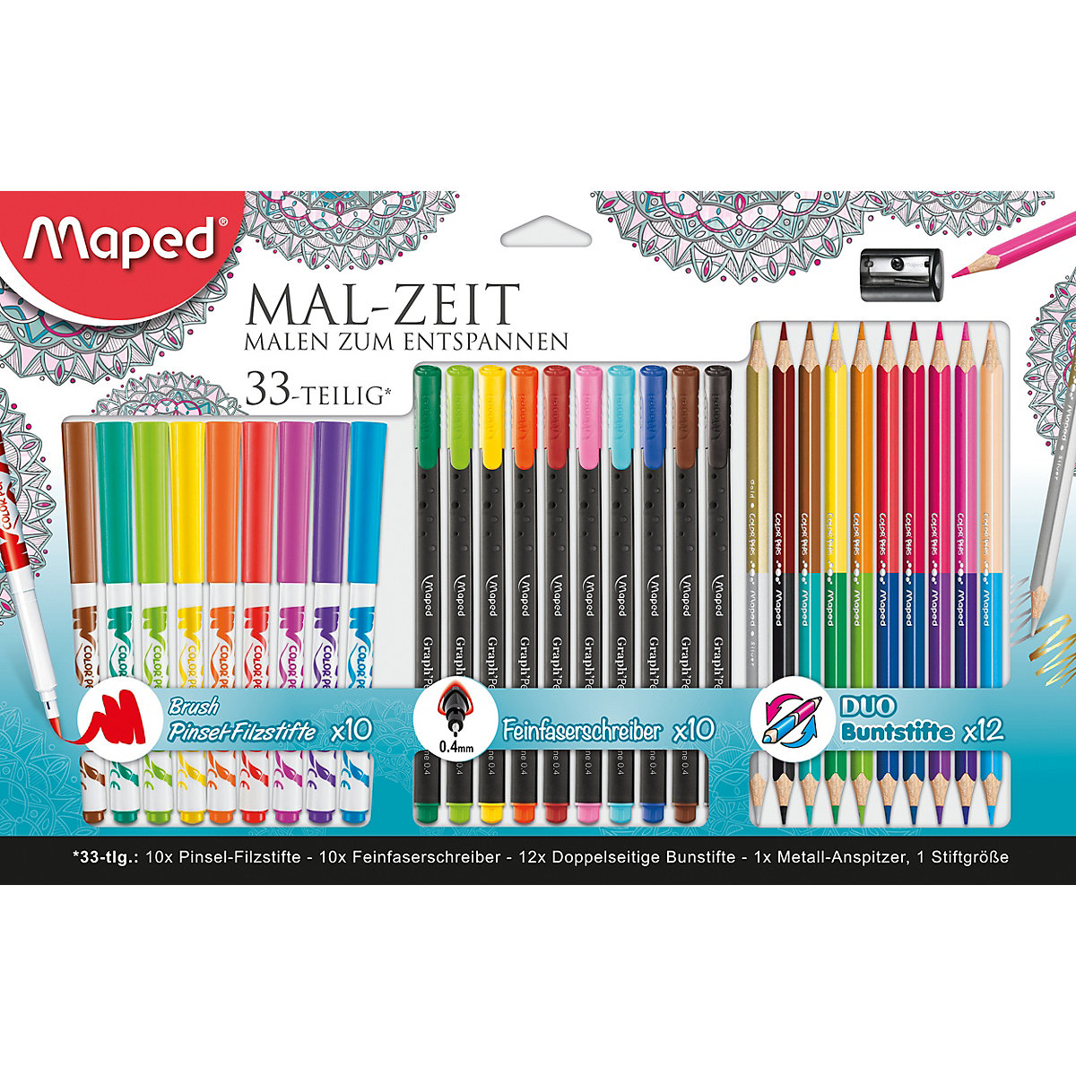 Malstifteset MAL-ZEIT, 33-tlg., inkl. Anspitzer