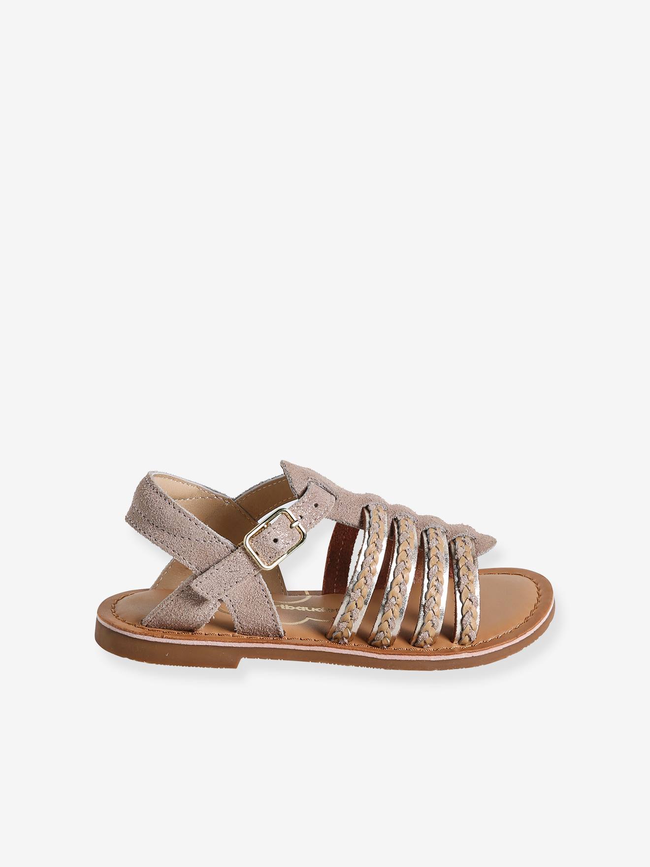 Vertbaudet Kinder Riemchen-Sandalen mit Anziehtrick - gold