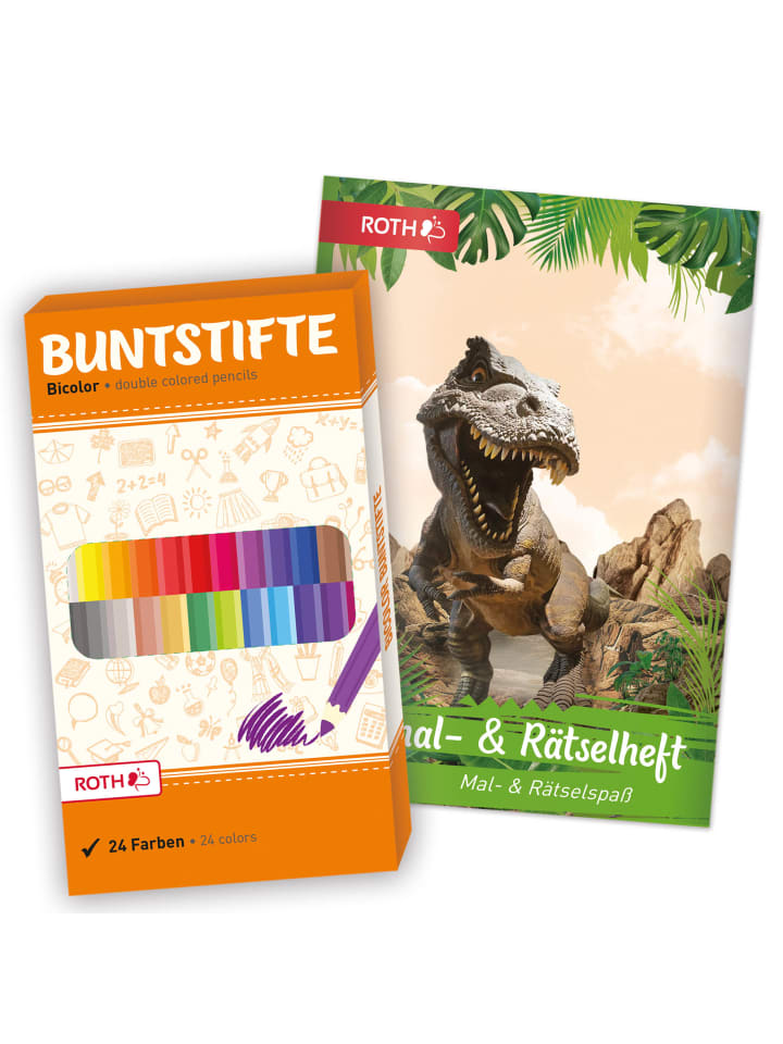 ROTH Set Ausmalbuch mit Buntstiften, Tyrannosaurus in Grün günstig kaufen onesize