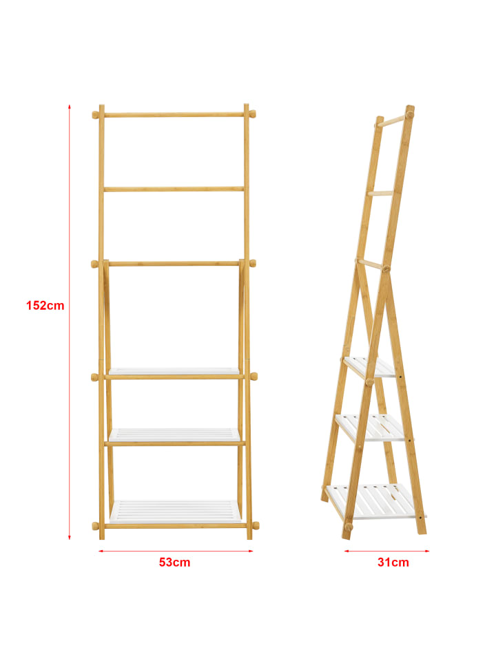 en.casa Badregal Lapinjärvi Bambus in Beige (H)152cm (B)53cm (T)31cm günstig kaufen onesize