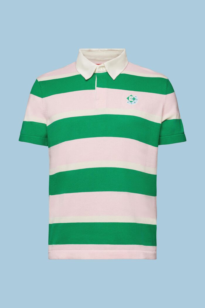 Gestreiftes Baumwoll-T-Shirt mit Logo und Polokragen