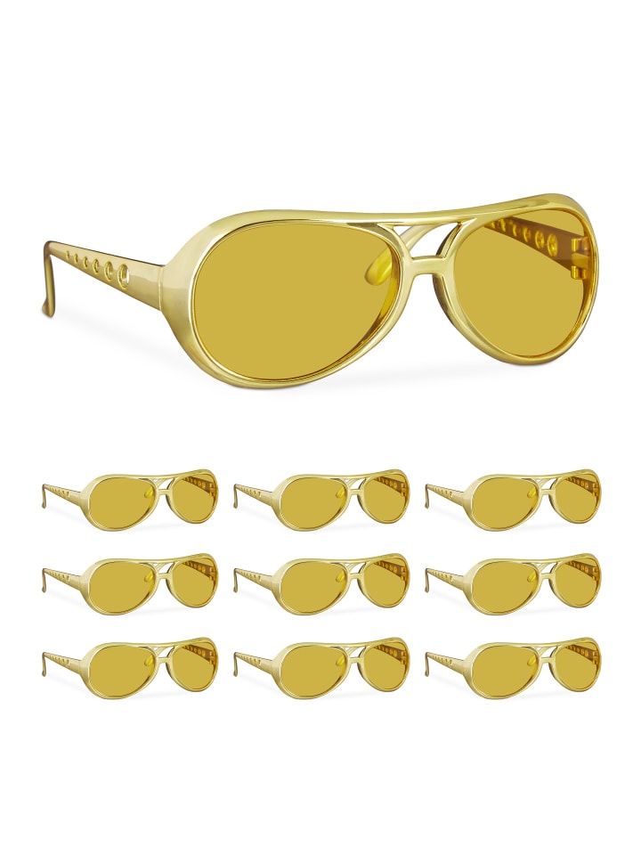 relaxdays 10x Rapperbrille in Gold günstig kaufen onesize