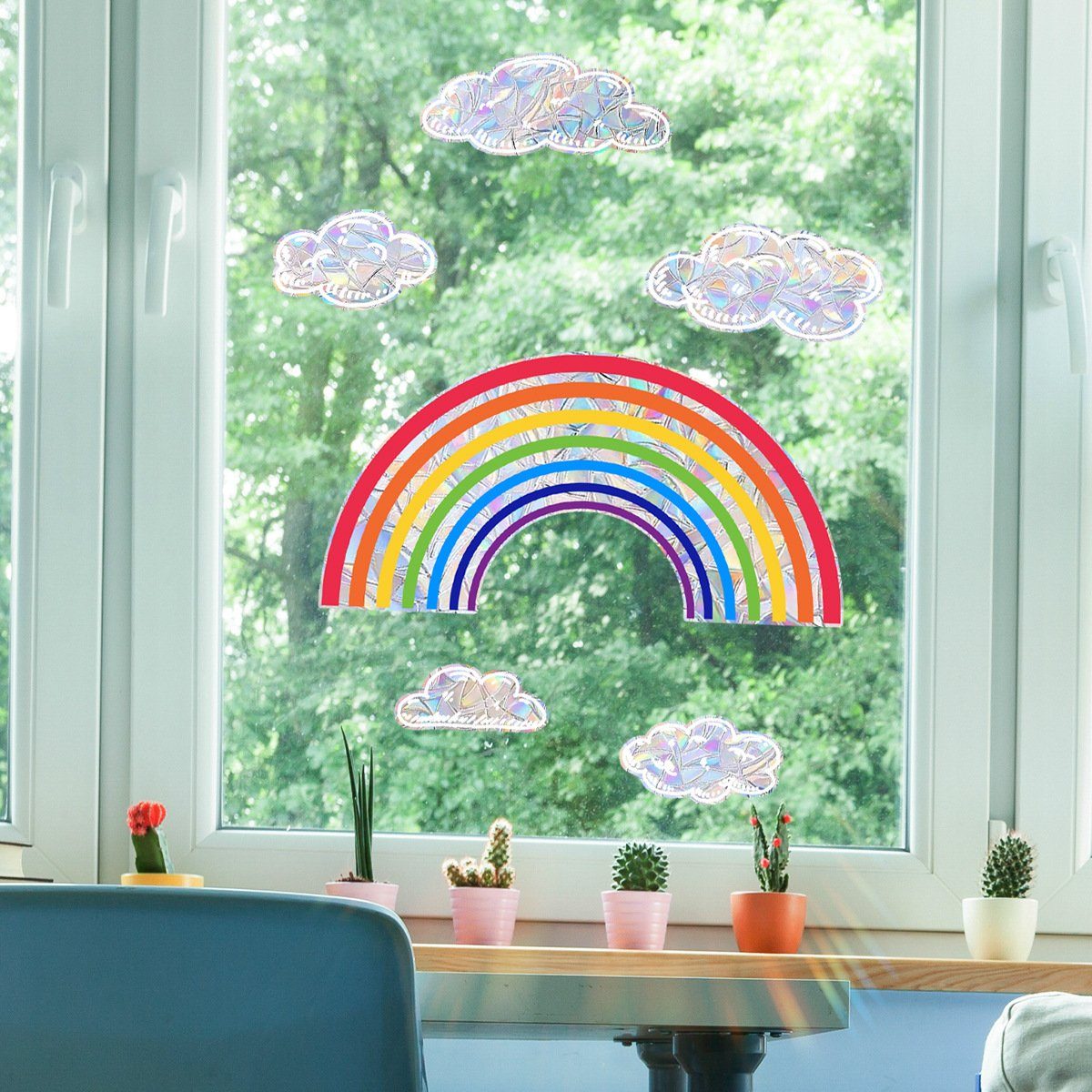 Fenstersticker Bunter Regenbogen-Sonnenlicht-Fensteraufkleber, Aatrx