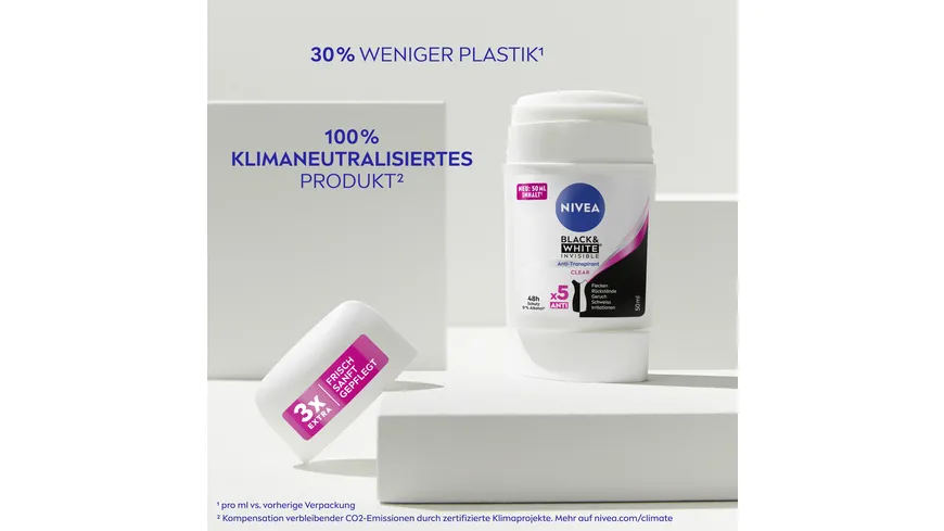 NIVEA Deo Stick Black and White Invisible Clear 50 ml