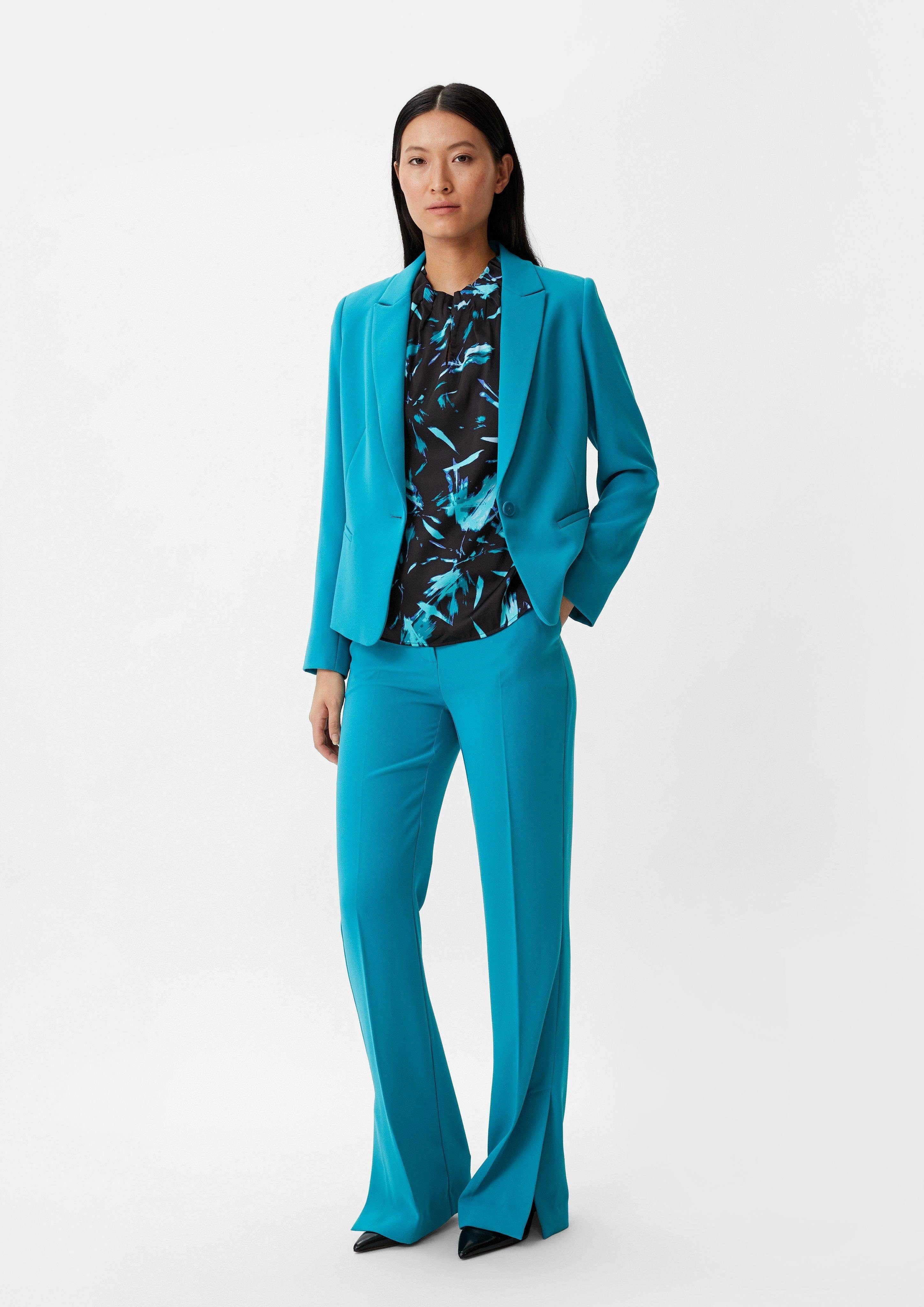 Comma Kurzarmbluse Satinbluse mit Raffung Raffung