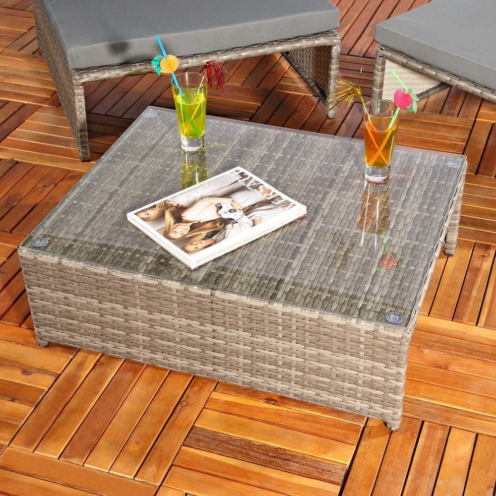 Melko Gartenlounge-Set Gartenset Lounge aus Polyrattan ver. Farben Sitzgruppe 2 Sessel Tisch, (Stück), Wasserabweisend