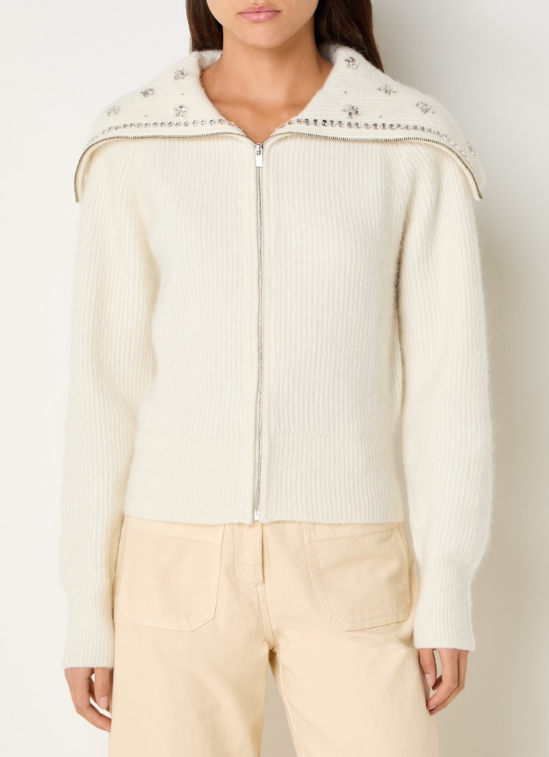 Maje  Ribgebreid vest in alpaca wolblend met strass