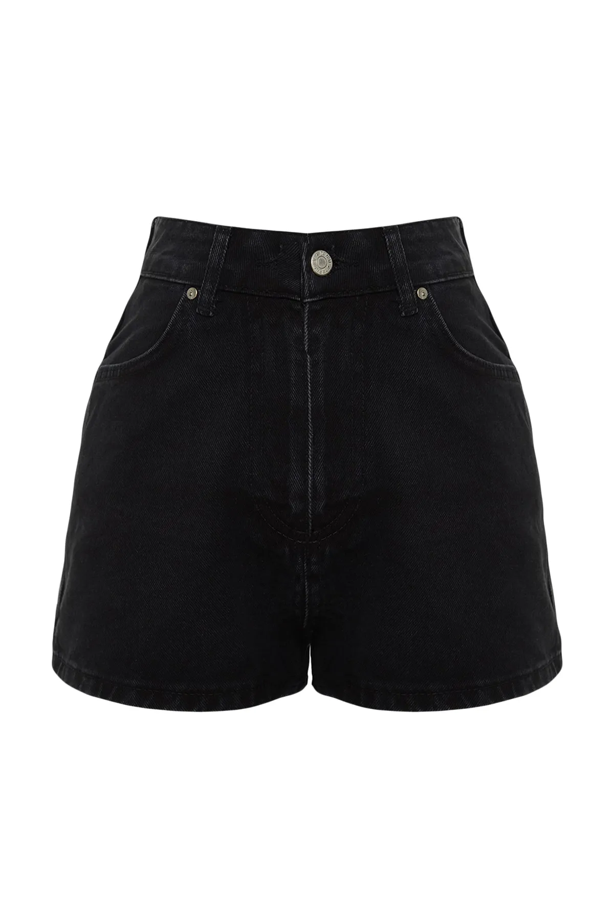 Trendyol Collection  Schwarze Jeansshorts mit hoher Taille TWOSS23SR00312