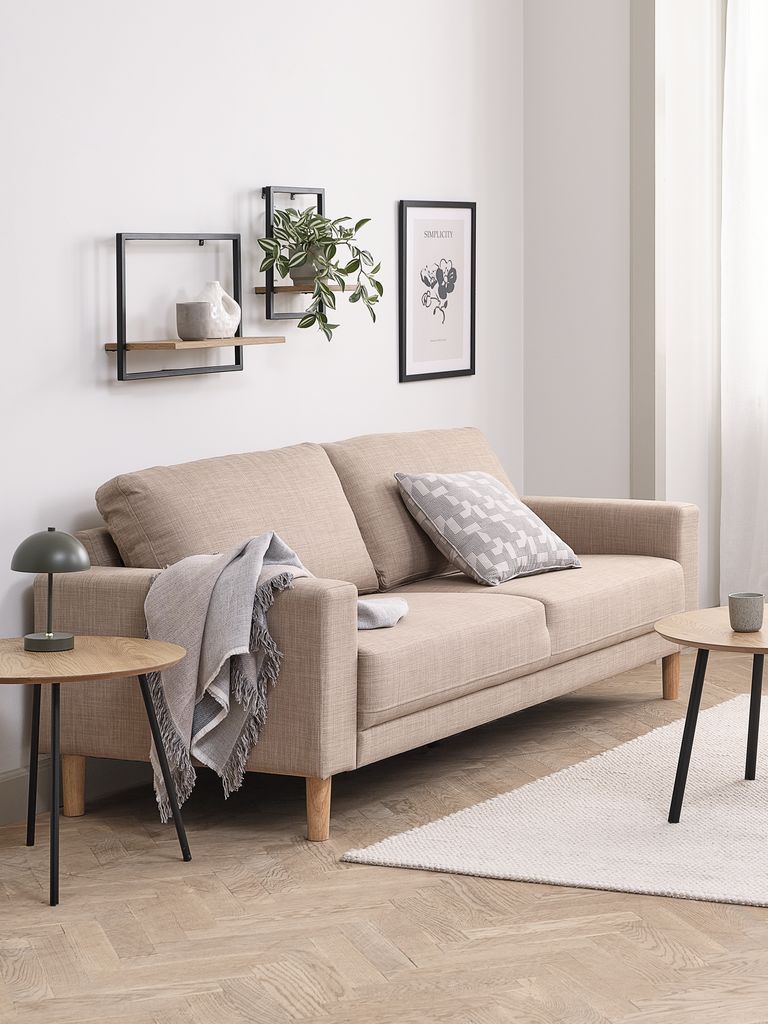 EGENSE 3-Sitzer-Sofa, Stoff Sand/Eiche