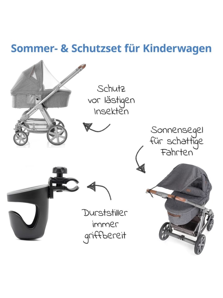 Zamboo 3-teiliges Sommer- & Schutzset für Kinderwagen mit in grau,schwarz günstig kaufen onesize