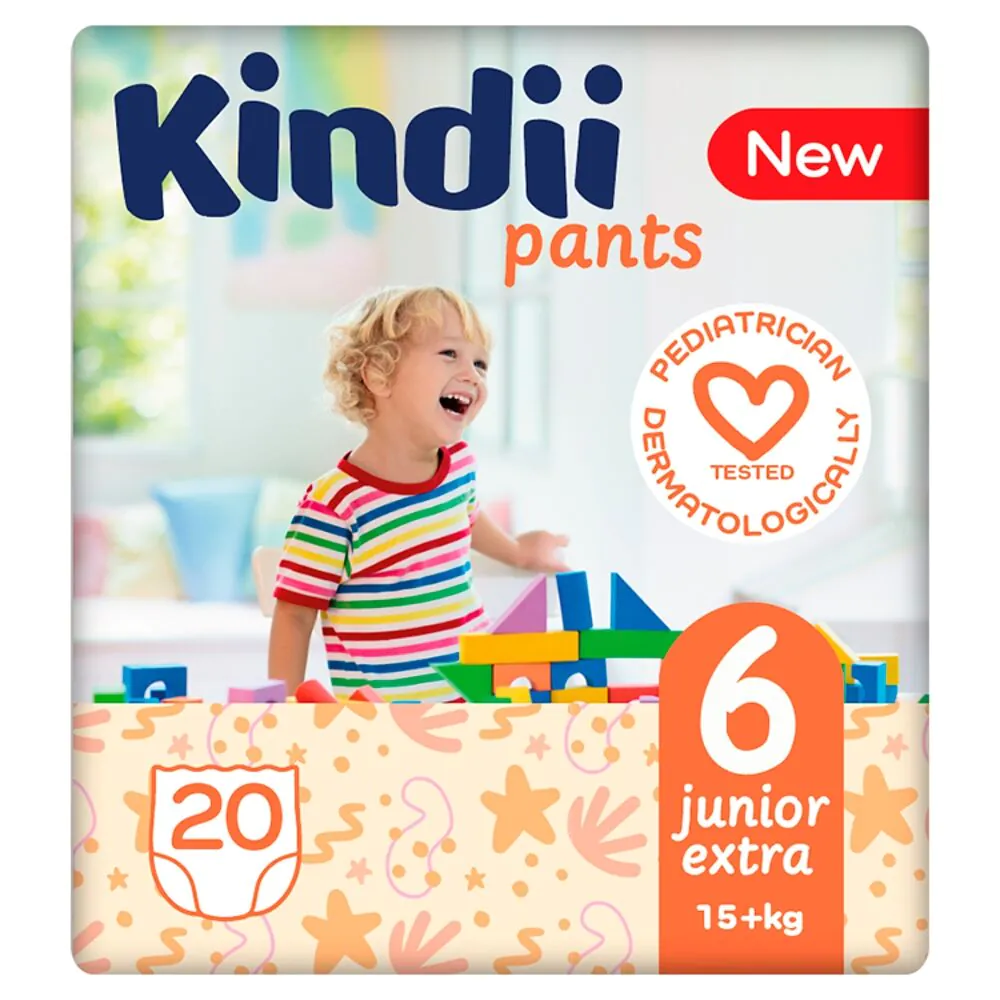 Kindii Junior Extra - Pelene za bebe veličina 6 (15+ kg) 20 kom.