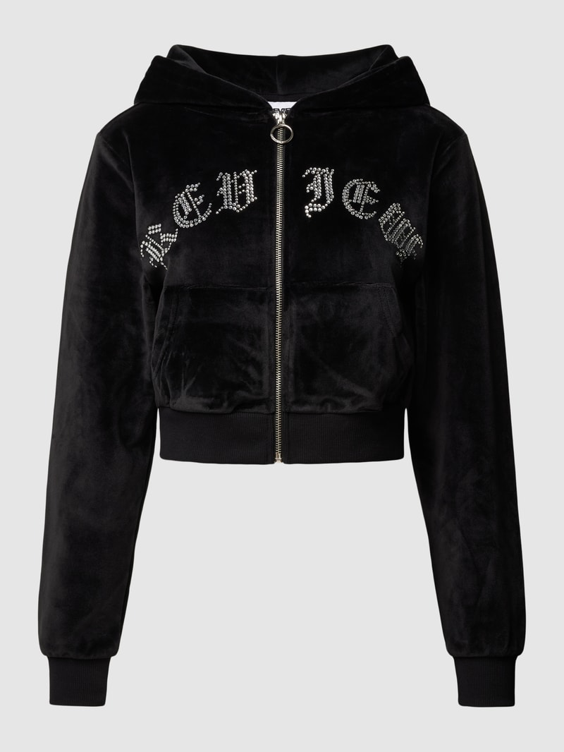 Sweatjacke mit Label-Detail in schwarz