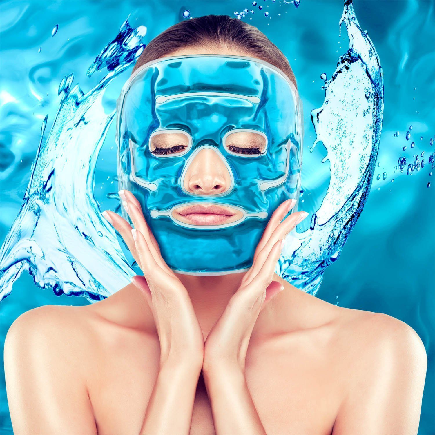 Feluna Gesichtsmaske Gel-Maske Wellnessmaske für Kältetherapie Kühlmaske, Entspannungsmaske Kühlende Maske