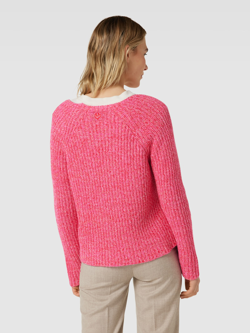 Strickpullover in Melange-Optik Modell 'Sangi' in hellrot