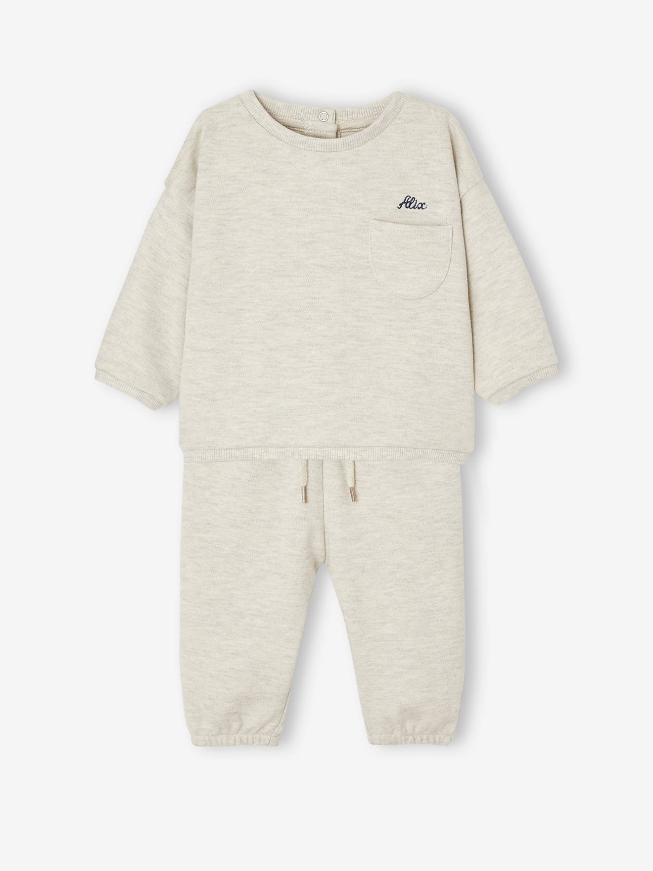 Vertbaudet Baby-Set: Sweatshirt & Hose, personalisierbar Oeko-Tex - blush