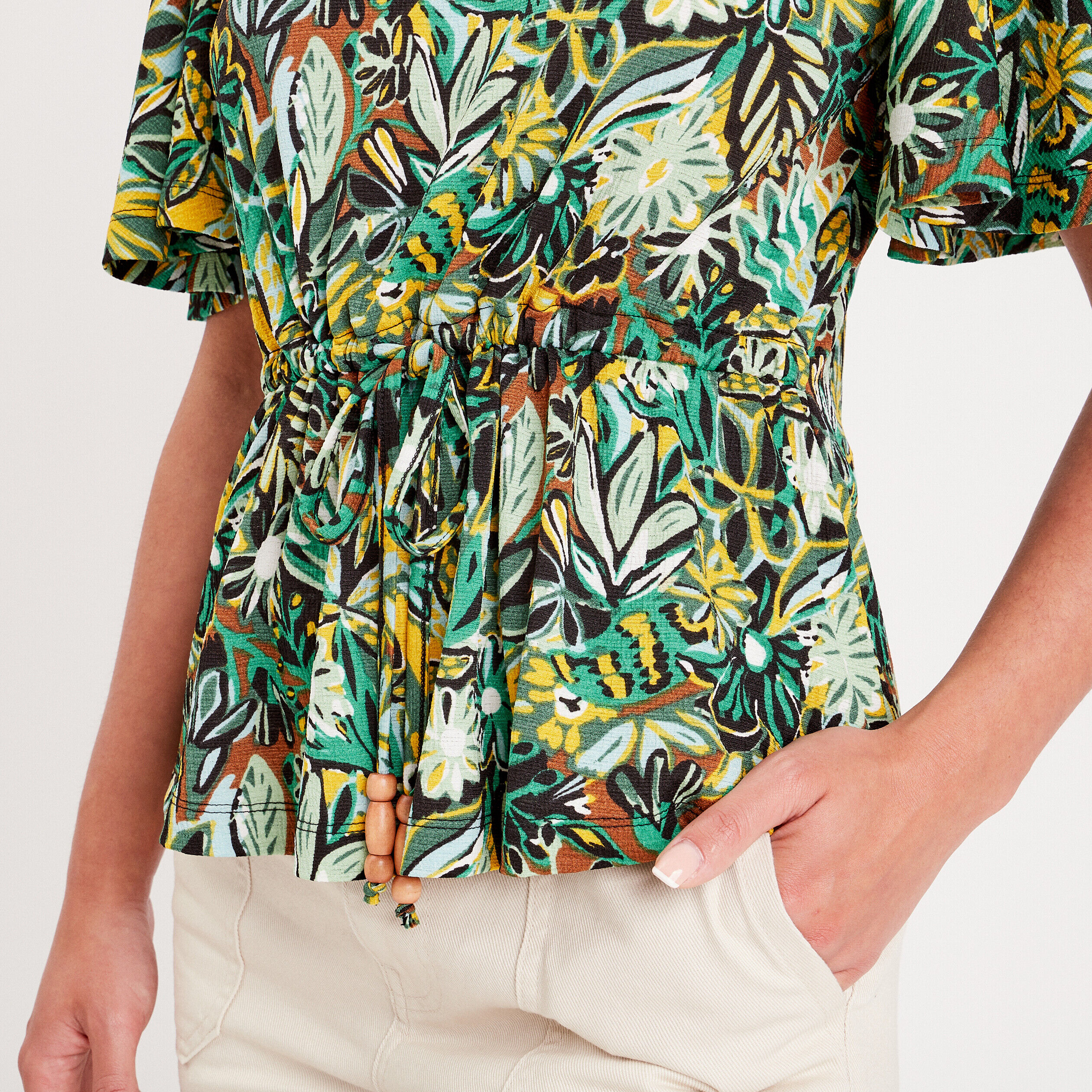 T-shirt manches courtes jaune foncé femme | Cache Cache