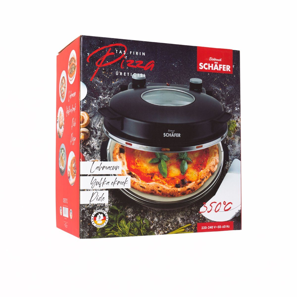 Elektronik SCHÄFER Pizzaofen Pizzamaker 32cm Pizzaofen 1200W Keramiksteinplatte