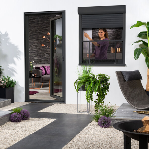 Alu-Schiebefenster COMFY SLIDE, 75 x 100 cm, anthrazit
