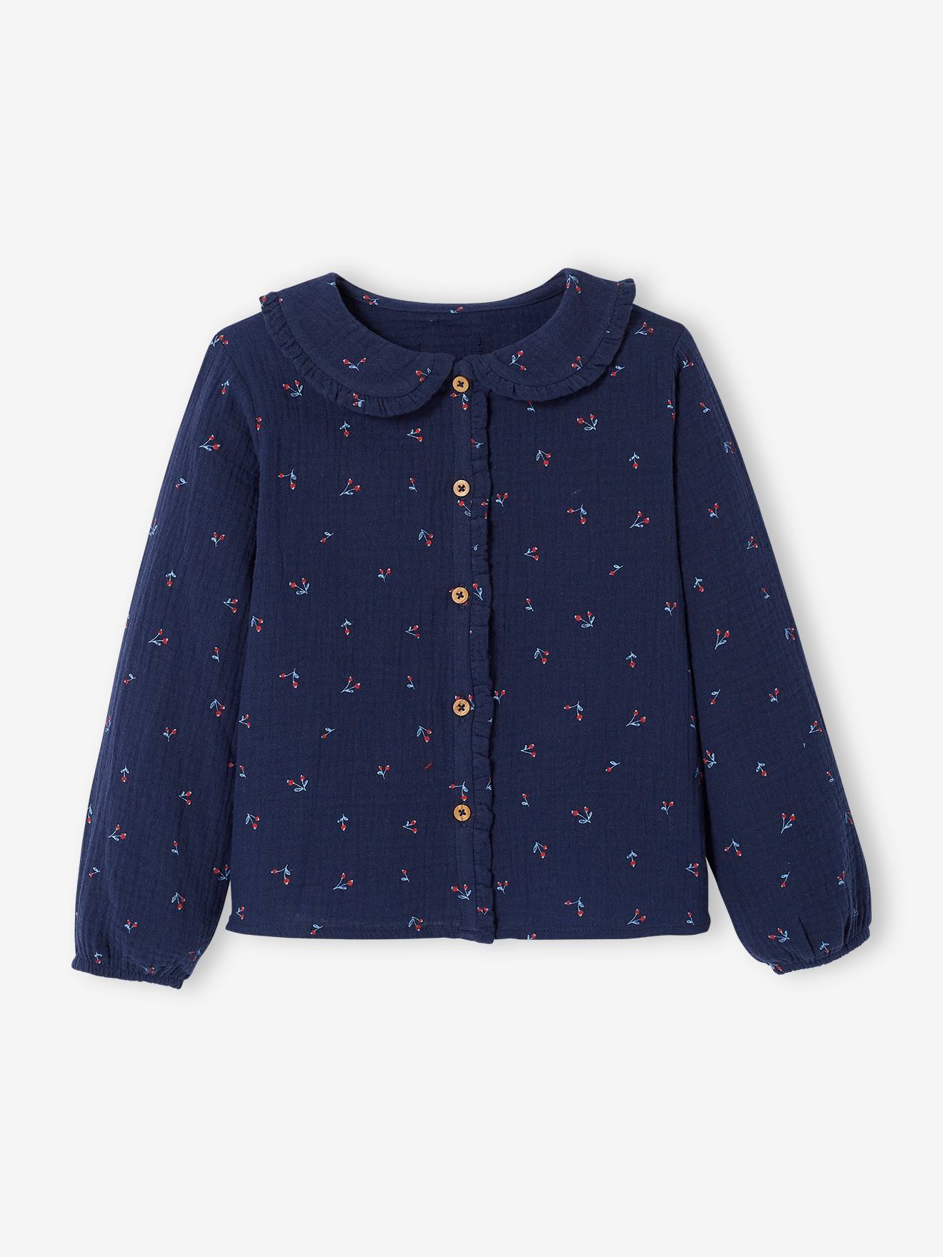 Blouse en gaze de coton personnalisable fille. coquille d'oeuf imprimé