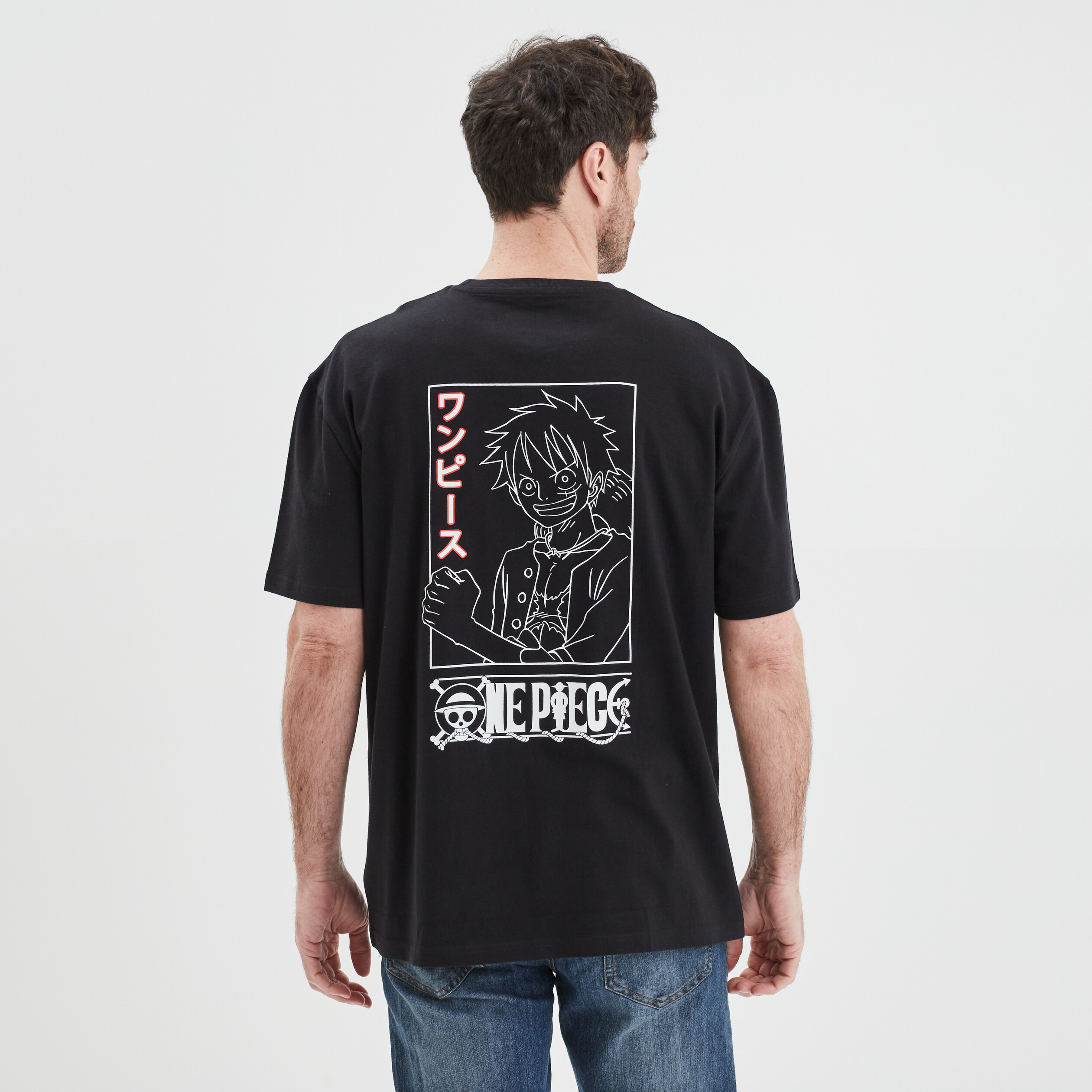 T-shirt manches courtes One Piece noir homme | La Halle